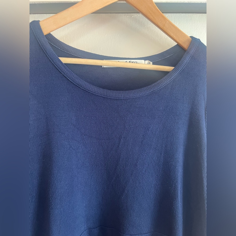 Michael Stars Wide Scoop Neck Sharkbite Hem Ribbed Tunic Top Flowy Boho Chic - Picture 3 of 6